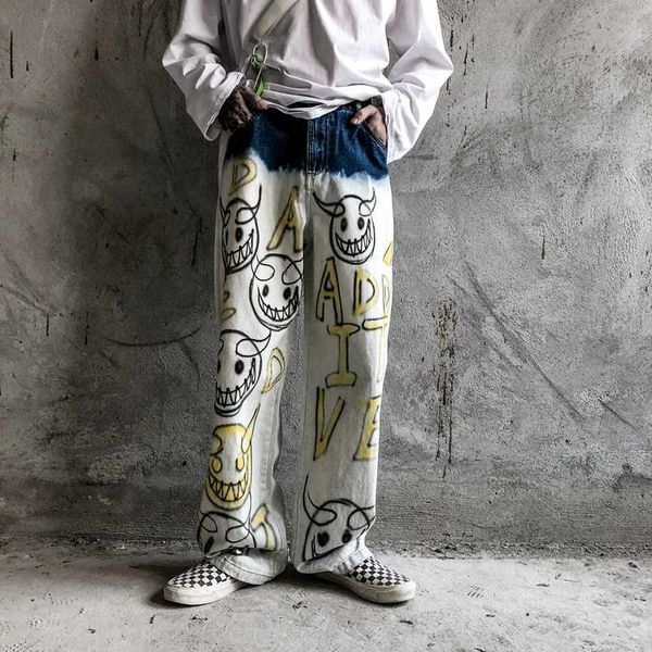 demon full print graffiti distressed jeans mens gradient color baggy denim pants mens american hip hop trousers streetwear, Blue
demon full print graffiti distressed jeans mens gradient color baggy denim pants mens american hip hop trousers streetwear, Blue