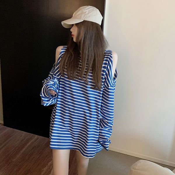 nana fashion womens clothing store net red off-shoulder loose t-shirt long sleeve mid-length striped early autumn coat new style, White
nana fashion womens clothing store net red off-shoulder loose t-shirt long sleeve mid-length striped early autumn coat new style, White