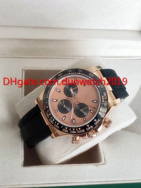 2019 Men Sports Watch 40mm Ceramic Rubber Bezel Everose Rose Gold Color 116515ln Chronograph Mechanical Automat Black Rubber Fol