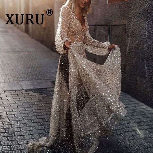 xuru summer new products women's sequins dress long sleeve perspective halter cathedral dress nightclub party dress, Black;gray
xuru summer new products women's sequins dress long sleeve perspective halter cathedral dress nightclub party dress, Black;gray