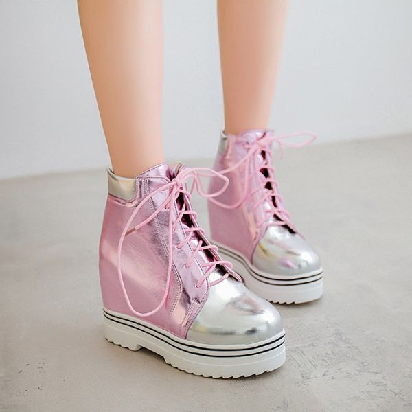 pxelena hidden high heels platform creepers ankle boots women 2018 winter lace up punk rock gothic short boots lady shoes 34-43, Black
pxelena hidden high heels platform creepers ankle boots women 2018 winter lace up punk rock gothic short boots lady shoes 34-43, Black