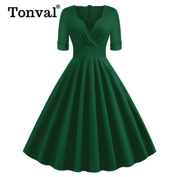 tonval green solid rockabilly 1950s vintage ruched v neck elegant party dress women 2020 summer half sleeve a line dresses, Black;gray
tonval green solid rockabilly 1950s vintage ruched v neck elegant party dress women 2020 summer half sleeve a line dresses, Black;gray
