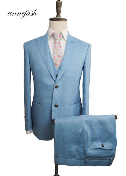 men's tailor made light blue linen suit sets wedding suit 3pcs (jacket+pant+vest, White;black
men's tailor made light blue linen suit sets wedding suit 3pcs (jacket+pant+vest, White;black