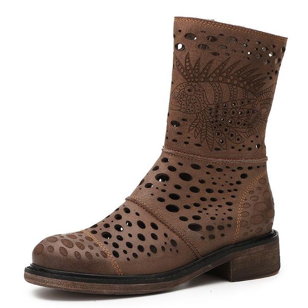 johnature 2019 new spring/autumn retro round toe hollowed zipper women shoes boots, Black
johnature 2019 new spring/autumn retro round toe hollowed zipper women shoes boots, Black