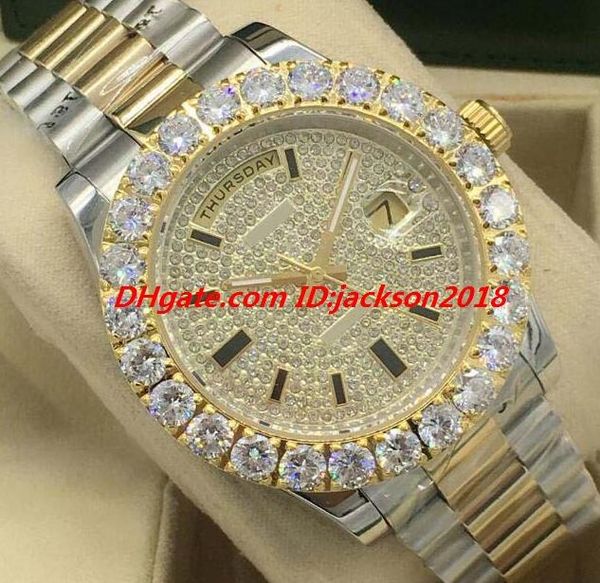 luxury watch mens two tone bigger diamond dial/bezel watch 18k gold 43mm automatic fashion men's watches wristwatch, Slivery;brown
luxury watch mens two tone bigger diamond dial/bezel watch 18k gold 43mm automatic fashion men's watches wristwatch, Slivery;brown
