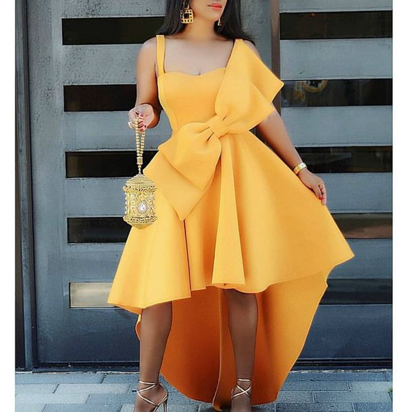 casual dresses long bow irregular dress, Black;gray