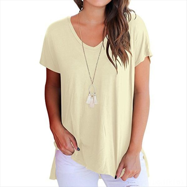 summer women's t-shirt dress dress front short back long side seam split v-neck short sleeve loose t-shirt, White
summer women's t-shirt dress dress front short back long side seam split v-neck short sleeve loose t-shirt, White