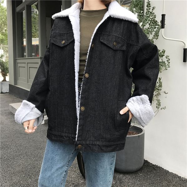 fashion warm fleece jeans jackets 2019 autumn winter lambswool jean coat women long sleeves outwear plus size denim jacket women, Black;brown
fashion warm fleece jeans jackets 2019 autumn winter lambswool jean coat women long sleeves outwear plus size denim jacket women, Black;brown