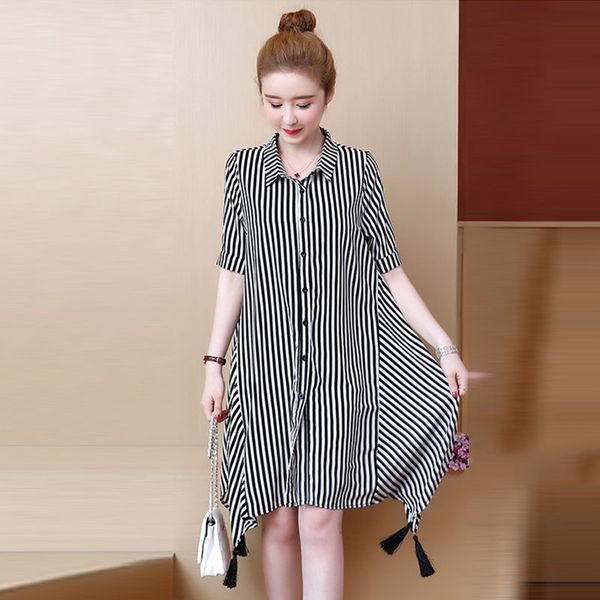 plus size 5xl 2019 summer striped shirt dress women harajuku loose turndown collar long dress irregular hem fringed dresses 49, Black;gray
plus size 5xl 2019 summer striped shirt dress women harajuku loose turndown collar long dress irregular hem fringed dresses 49, Black;gray