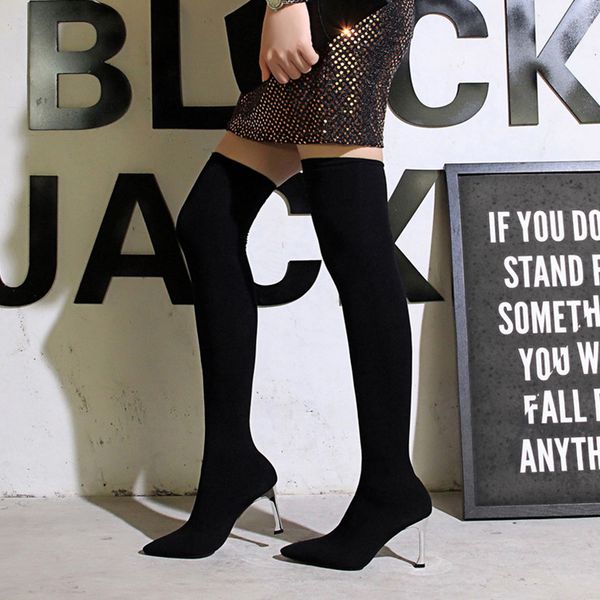 high boots woman thigh high heel boots over-the-knee long flock fashion botas women spring and autumn shoes, Black
high boots woman thigh high heel boots over-the-knee long flock fashion botas women spring and autumn shoes, Black