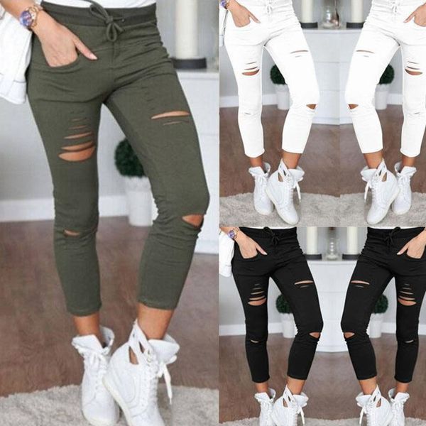 women denim skinny jeans pants holes destroyed knee pencil pants casual trousers black white stretch ripped jeans, Blue
women denim skinny jeans pants holes destroyed knee pencil pants casual trousers black white stretch ripped jeans, Blue