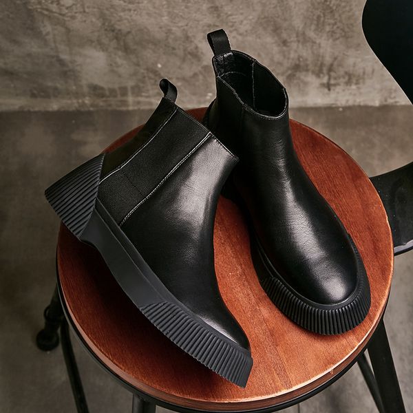 women's genuine leather slip-on flats ankle boots leisure punk autumn short booties female casual boots shoes women, Black
women's genuine leather slip-on flats ankle boots leisure punk autumn short booties female casual boots shoes women, Black