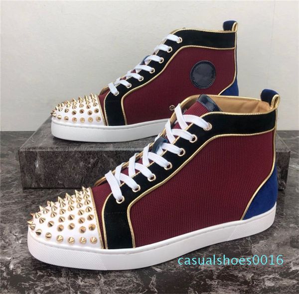 2019 men women casual shoes designer red bottom studded spikes fashion insider sneakers black red white leather high c17
2019 men women casual shoes designer red bottom studded spikes fashion insider sneakers black red white leather high c17