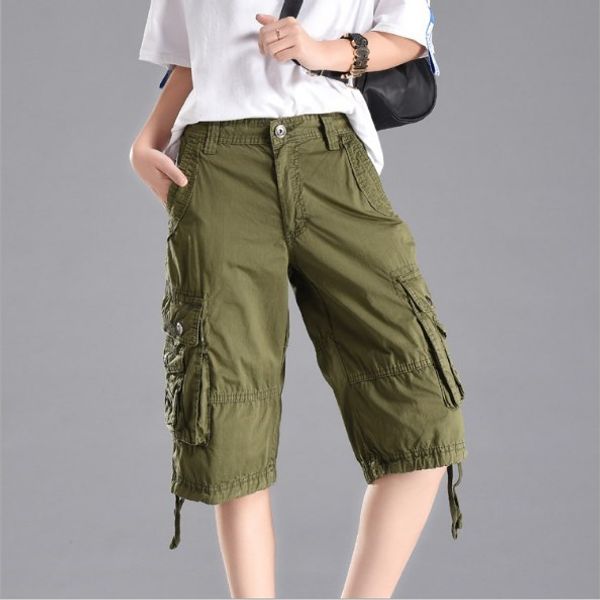 summer 2018 women workout cargo shorts ladies knee length shorts overall black army green woman loose cotton multi pocket, White;black
summer 2018 women workout cargo shorts ladies knee length shorts overall black army green woman loose cotton multi pocket, White;black