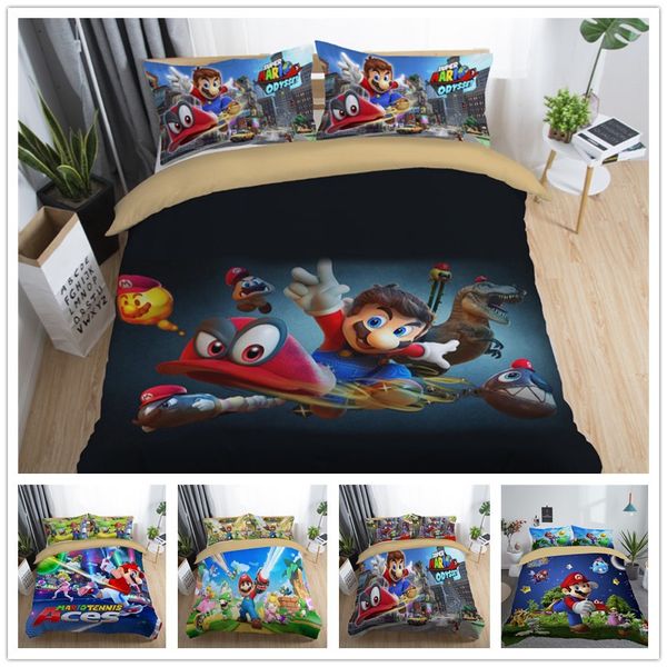 

3d super mario tennis duvet cover set king  double full twin single size bed linen set