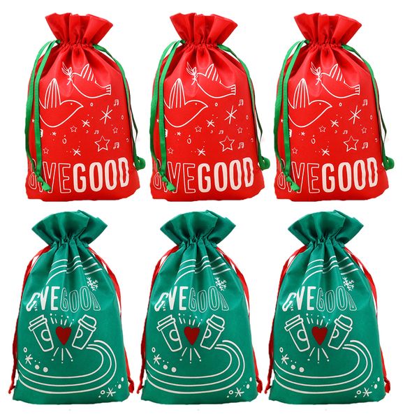 6pcs 15*10 inch christmas gift bags with drawstring 3d reusable red/green fabiric birthday gift bags for kids party favors/candy
6pcs 15*10 inch christmas gift bags with drawstring 3d reusable red/green fabiric birthday gift bags for kids party favors/candy