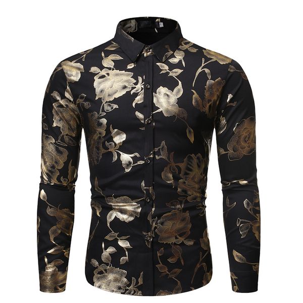 men's black flowered printed stylish button down shirts 2019 fashion floral slim fit long sleeve dress shirt men chemise homme, White;black
men's black flowered printed stylish button down shirts 2019 fashion floral slim fit long sleeve dress shirt men chemise homme, White;black