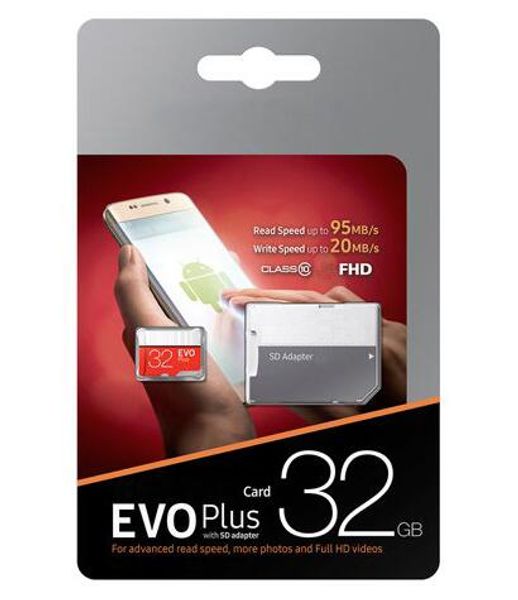 dhl 2019 100% real 32gb 64gb 128gb micro sd memory card evo class 10 for smartphones camera galaxy note 7 8 sfree