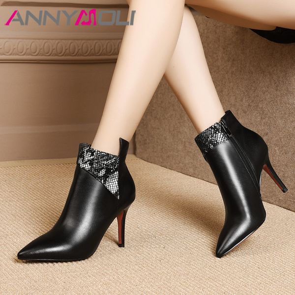 annymoli winter ankle boots women natural genuine leather stiletto high heel short boots snake print zipper shoes female fall 39, Black
annymoli winter ankle boots women natural genuine leather stiletto high heel short boots snake print zipper shoes female fall 39, Black