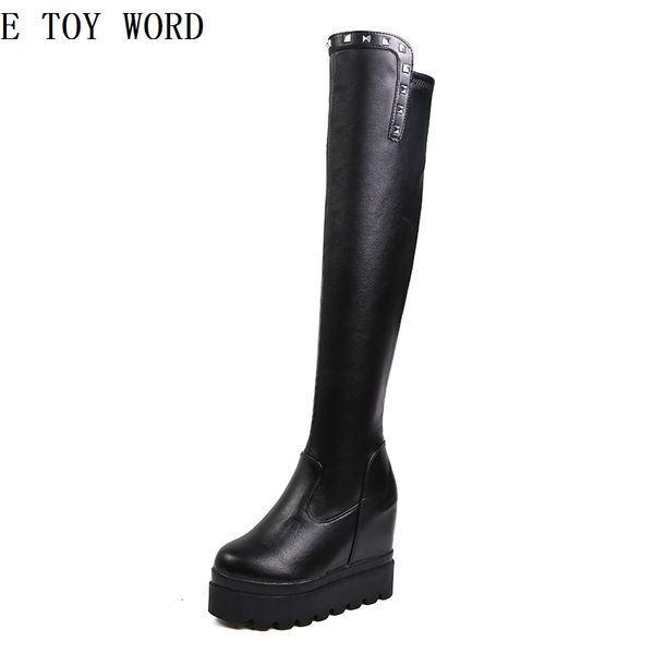 boot female knee-high boots increased thick bottom shoes qiu dong sponge cake with high elastic high boots, Black
boot female knee-high boots increased thick bottom shoes qiu dong sponge cake with high elastic high boots, Black
