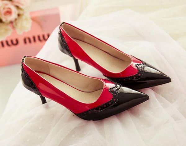 blue patchwork women's shoes in spring and autumn high fine heel pointed end, Black
blue patchwork women's shoes in spring and autumn high fine heel pointed end, Black