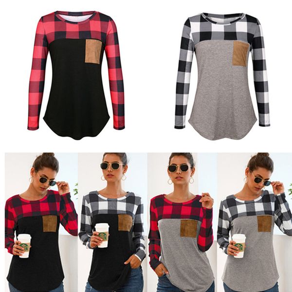 women spring plaid stitching t-shirt female round neck long sleeve panel pullover with pocket ladies casual shirt blouse s-xxl d21706, White
women spring plaid stitching t-shirt female round neck long sleeve panel pullover with pocket ladies casual shirt blouse s-xxl d21706, White