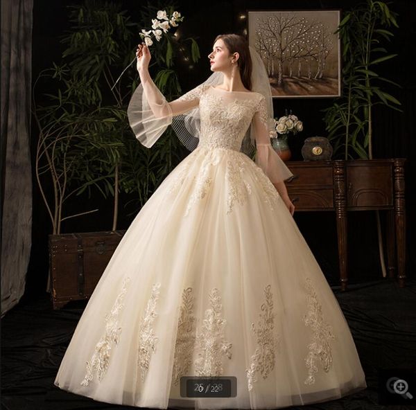 2020 vestido de noiva champagne tulle ball gown wedding dress 3/4 puffy long sleeve lace appliques bridal gowns sale, White
2020 vestido de noiva champagne tulle ball gown wedding dress 3/4 puffy long sleeve lace appliques bridal gowns sale, White