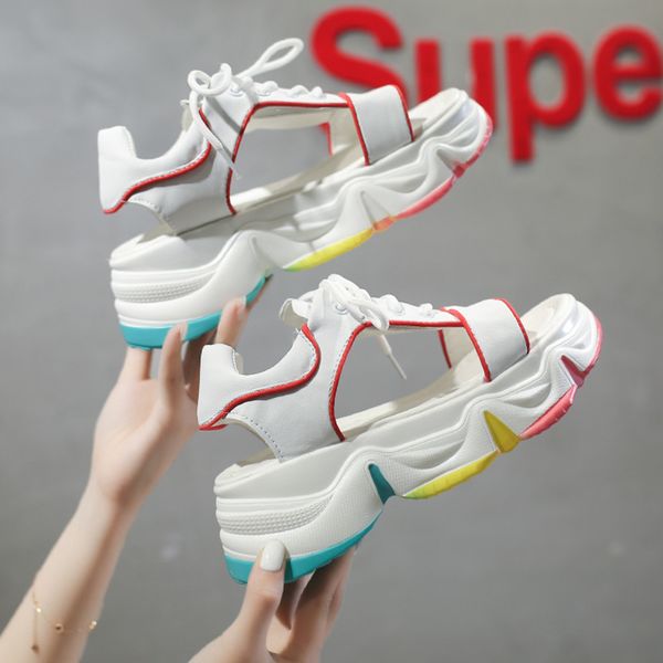 women chunky platform sandals designers 2020 summer beach casual shoes woman lace up wedges ulzzang fashion sandal ladies, Black
women chunky platform sandals designers 2020 summer beach casual shoes woman lace up wedges ulzzang fashion sandal ladies, Black