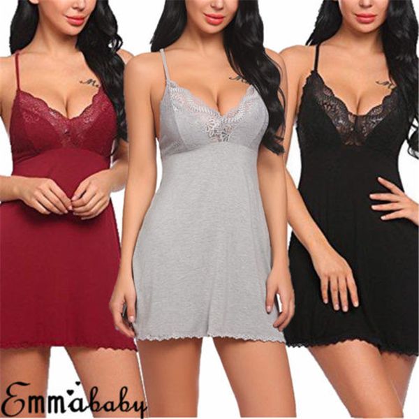 womens lace floral nightdress dtrap deep v neck lingerie ladies sleepwear dress robe nightie gown sleepshirts, Black;red
womens lace floral nightdress dtrap deep v neck lingerie ladies sleepwear dress robe nightie gown sleepshirts, Black;red