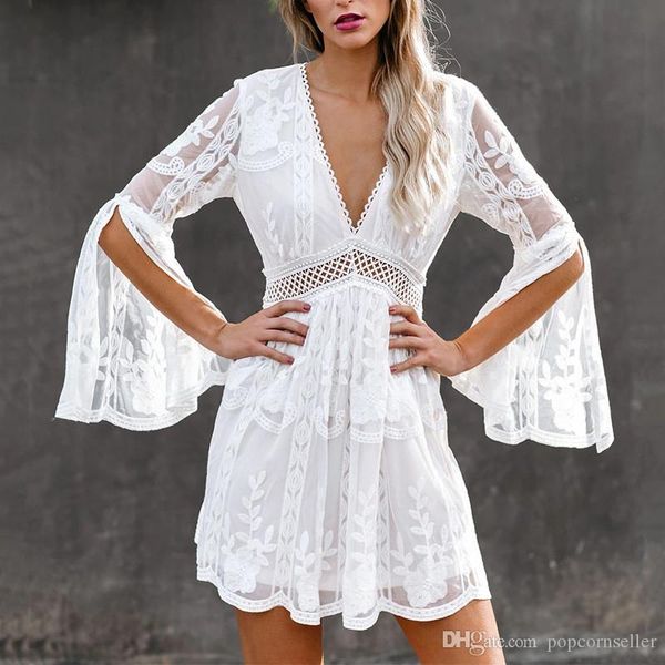 20ss women designer dresses fashion v neck hollow out flare sleeve dresses new arrival womens clothing, White;black
20ss women designer dresses fashion v neck hollow out flare sleeve dresses new arrival womens clothing, White;black