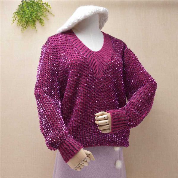 2020 new women's winter clothing fashion coat knitted sequin beads round neck sweater pullovers wine red female blouses, White;black
2020 new women's winter clothing fashion coat knitted sequin beads round neck sweater pullovers wine red female blouses, White;black