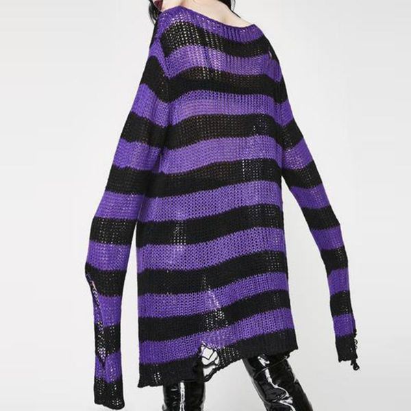 women's sweaters 2021 spring chic gothic knitted sweater women long pullovers striped loose halloween ripped plus size jumpers mujer, White;black
women's sweaters 2021 spring chic gothic knitted sweater women long pullovers striped loose halloween ripped plus size jumpers mujer, White;black