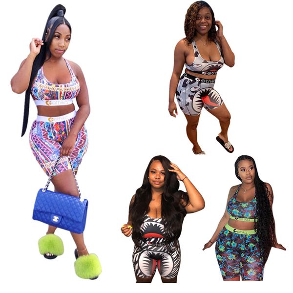 fashion women shorts swimsuit shark chain print 2 piece outfits sports push up bra vest tanks + short pants tracksuit bodycon swimwear suit, Blue
fashion women shorts swimsuit shark chain print 2 piece outfits sports push up bra vest tanks + short pants tracksuit bodycon swimwear suit, Blue