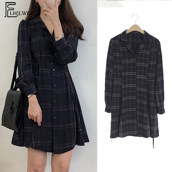 autumn basic mini dresses women long sleeve japan korean style design cute sweet a line vintage girls plaid shirt dress, Black;gray
autumn basic mini dresses women long sleeve japan korean style design cute sweet a line vintage girls plaid shirt dress, Black;gray