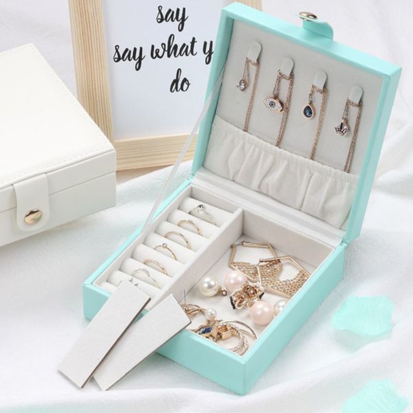 single layer pu simple jewelry storage box creative portable earrings ring small jewellery case x4ya, Pink;blue
single layer pu simple jewelry storage box creative portable earrings ring small jewellery case x4ya, Pink;blue