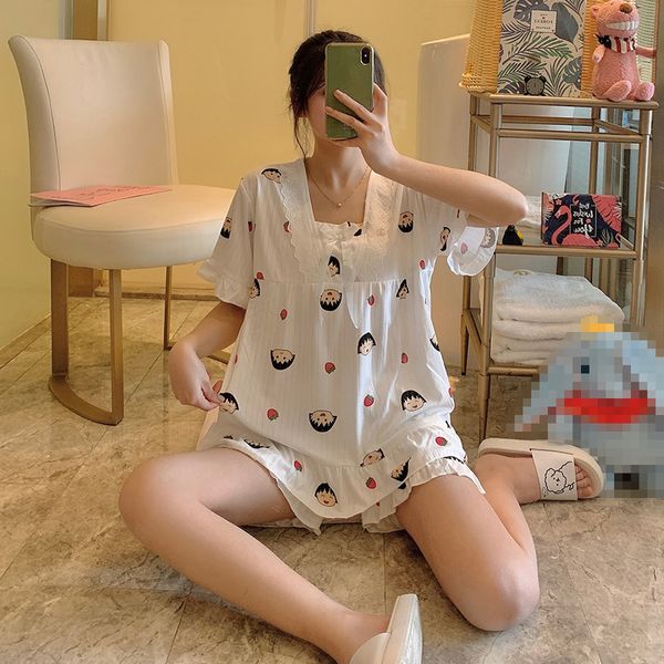 pajamas women's summer thin short-sleeved cotton spring and autumn cute leisure two piece suit, Black;red
pajamas women's summer thin short-sleeved cotton spring and autumn cute leisure two piece suit, Black;red