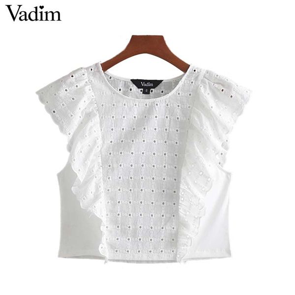 vadim women sweet embroidery crop hollow out ruffles shirts casual female cute white blouse blusas wa375
vadim women sweet embroidery crop hollow out ruffles shirts casual female cute white blouse blusas wa375
