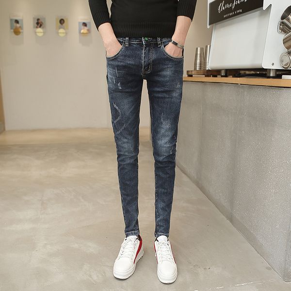 jeans men 2019 autumn korean version of the trend of self-cultivation feet pants stretch hand rub casual youth trousers, Blue
jeans men 2019 autumn korean version of the trend of self-cultivation feet pants stretch hand rub casual youth trousers, Blue