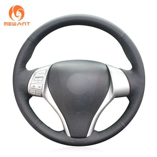 

mewant black artificial leather car steering wheel cover for teana 2013-2018 altima 2013-2018 x-trail 2014-2017 qashqai