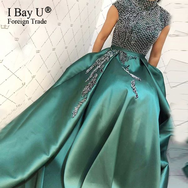 heavy beaded dark green contrast color evening dresses embroidery lace formal dresses long a-line robe de soiree, White;black
heavy beaded dark green contrast color evening dresses embroidery lace formal dresses long a-line robe de soiree, White;black