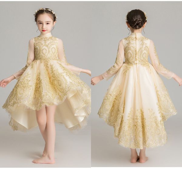 2020 champagne lace hi low flower girl dresses high neck sheer long sleeve first holy communion dress party bridal evening dress kids, White;blue
2020 champagne lace hi low flower girl dresses high neck sheer long sleeve first holy communion dress party bridal evening dress kids, White;blue