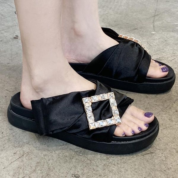 summer slippers casual daily comfy outdoor slippers rhinestone square buckle thick-soled shoe slip-on open toe sandals 2020 mg3, Black
summer slippers casual daily comfy outdoor slippers rhinestone square buckle thick-soled shoe slip-on open toe sandals 2020 mg3, Black