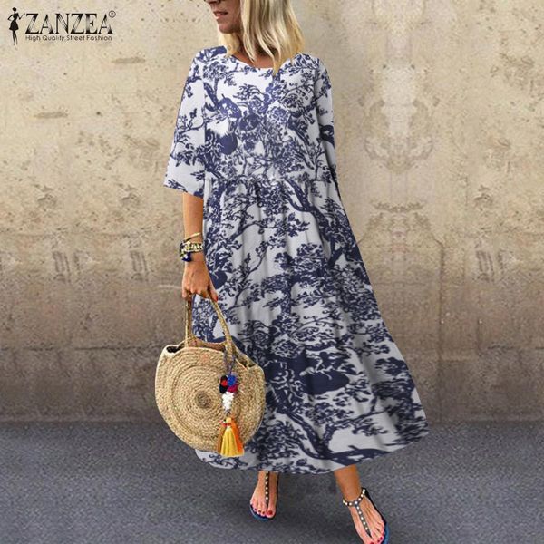 casual dresses women's printed maxi sundress zanzea 2021 fashion summer dress short sleeve vestidos female o neck robe plus size 5xl, Black;gray
casual dresses women's printed maxi sundress zanzea 2021 fashion summer dress short sleeve vestidos female o neck robe plus size 5xl, Black;gray