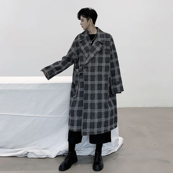 men vintage long plaid woolen jacket outerwear male women streetwear hip hop loose casual windbreaker overcoat cardigan coat, Black
men vintage long plaid woolen jacket outerwear male women streetwear hip hop loose casual windbreaker overcoat cardigan coat, Black