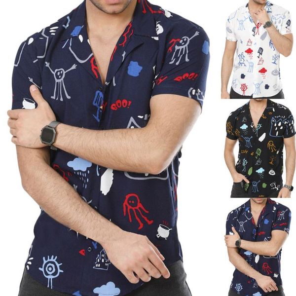 men summer autumn casual shirt cartoon tree cloud pumpkin printing short sleeve blouse male adults breathable lapel clothes, White;black
men summer autumn casual shirt cartoon tree cloud pumpkin printing short sleeve blouse male adults breathable lapel clothes, White;black