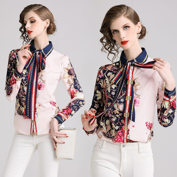 luxury runway button front shirt long sleeve women elegant floral print lapel neck plus size ladies bow office blouses slim designer, White
luxury runway button front shirt long sleeve women elegant floral print lapel neck plus size ladies bow office blouses slim designer, White