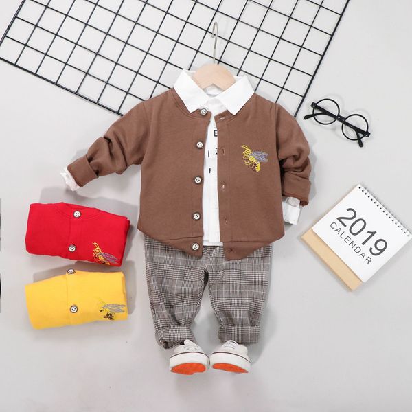 autumn baby boy girl long sleeve letters t-shirt and animal print button coat and plaid trousers 3pcs casual outfits, White
autumn baby boy girl long sleeve letters t-shirt and animal print button coat and plaid trousers 3pcs casual outfits, White