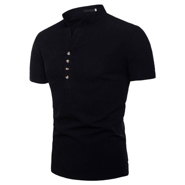 muqgew new men short sleeve shirt pure color stand collar business social shirts with button tee shirt dropshipping, White;black
muqgew new men short sleeve shirt pure color stand collar business social shirts with button tee shirt dropshipping, White;black