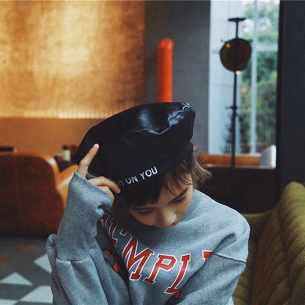 new trendy women ladies geometry pu leather beret harajuku wool basque beret hat with bowknot one pieces, Blue;gray
new trendy women ladies geometry pu leather beret harajuku wool basque beret hat with bowknot one pieces, Blue;gray