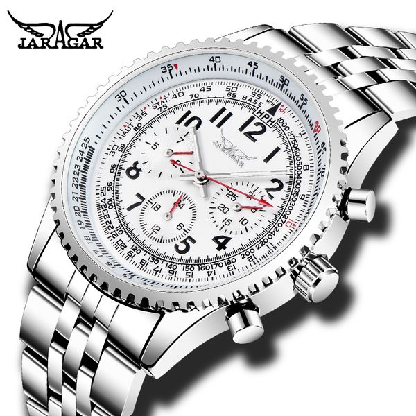 mens watches jaragar automatic mechanical men watch silver stainless steel multifunction date wristwatch relogio masculino, Slivery;brown
mens watches jaragar automatic mechanical men watch silver stainless steel multifunction date wristwatch relogio masculino, Slivery;brown